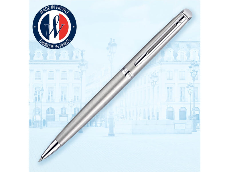 Waterman Hémisphère Kugelschreiber | Edelstahl mit Chromzierteile | Mittlere Spitze | Blaue Tinte | Geschenkbox
