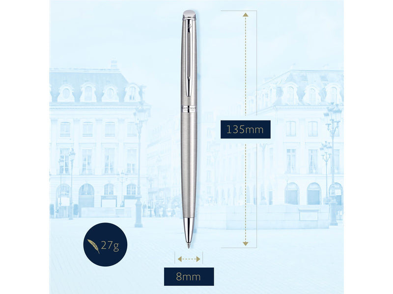 Waterman Hémisphère Kugelschreiber | Edelstahl mit Chromzierteile | Mittlere Spitze | Blaue Tinte | Geschenkbox