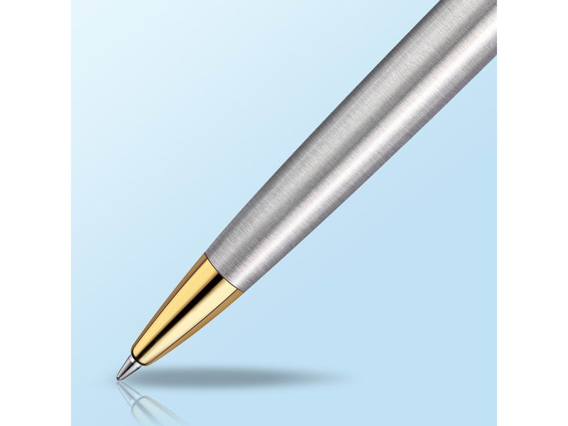Waterman Hémisphère Kugelschreiber | Edelstahl mit Goldzierteile | Mittlere Spitze | Blaue Tinte | Geschenkbox
