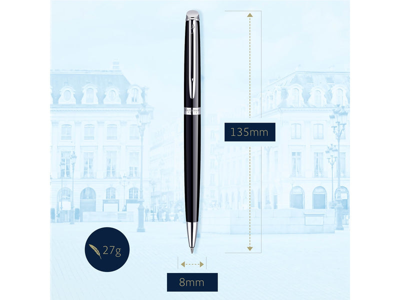 Waterman Hémisphère Kugelschreiber | Hochglänzend Schwarz mit Chromzierteile | Mittlere Spitze | Blaue Tinte | Geschenkbox