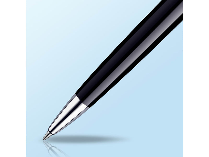 Waterman Hémisphère Kugelschreiber | Hochglänzend Schwarz mit Chromzierteile | Mittlere Spitze | Blaue Tinte | Geschenkbox
