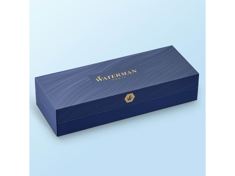 Waterman Hémisphère Kugelschreiber | Hochglänzend Schwarz mit Chromzierteile | Mittlere Spitze | Blaue Tinte | Geschenkbox