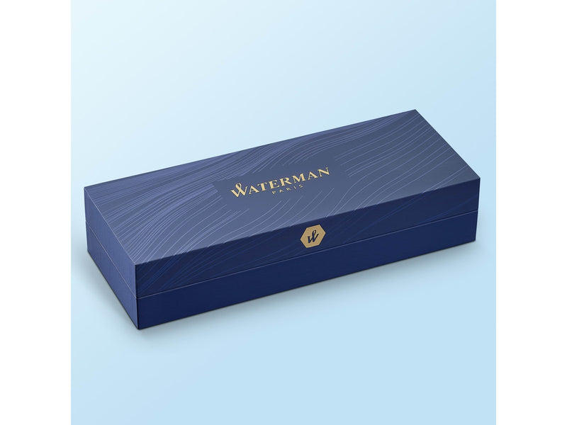Waterman Hémisphère Kugelschreiber | Hochglänzend Schwarz mit Zierteile aus 23 K Gold | Mittlere Spitze | Blaue Tinte | Geschenkbox