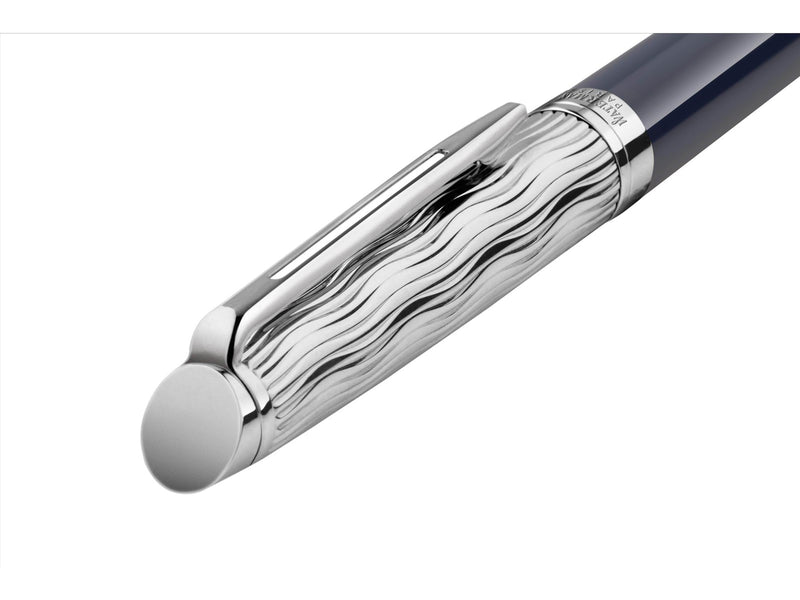 Waterman Hémisphère Kugelschreiber | Metall und blaue Lackierung | ziselierte Kappe | blaue Tinte | Geschenkbox