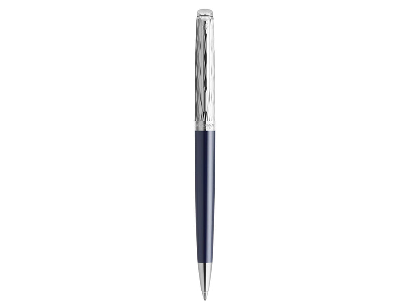 Waterman Hémisphère Kugelschreiber | Metall und blaue Lackierung | ziselierte Kappe | blaue Tinte | Geschenkbox
