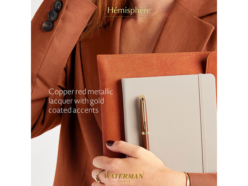 Waterman Hémisphère Rollerball Pen | Copper Red (The Understated Edit Collection) | Fine Point with Black Ink | Gift Box