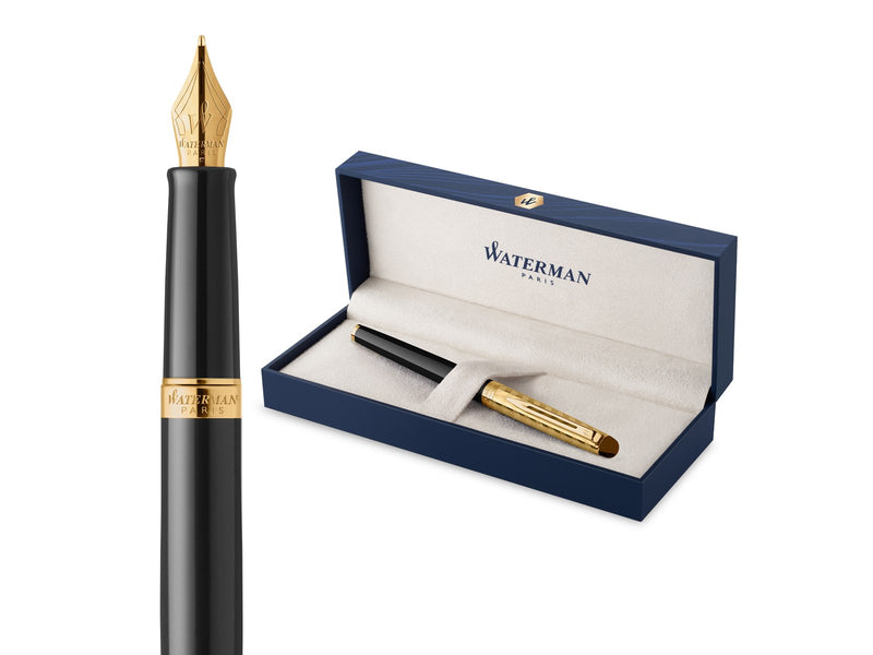 Waterman Hémisphère 'The Opera Collection' Black & Gold G.T. Fountain pen M Blue ink
