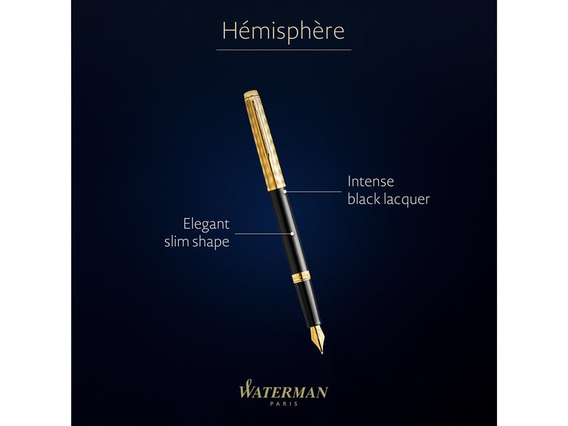 Waterman Hémisphère 'The Opera Collection' Black & Gold G.T. Fountain pen M Blue ink