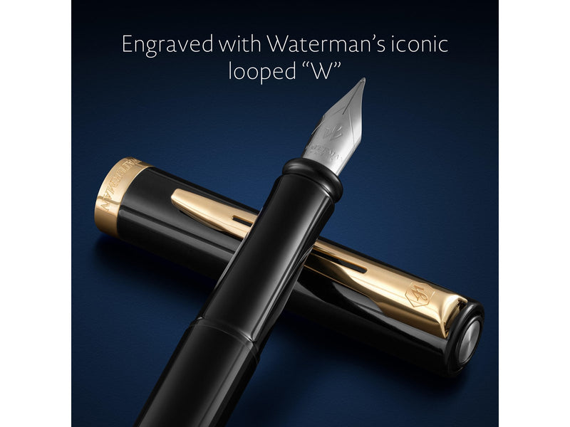 Waterman Impression Black Lacquer G.T. Fountain pen F Blue ink