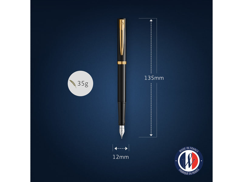 Waterman Impression Black Lacquer G.T. Fountain pen M Blue ink