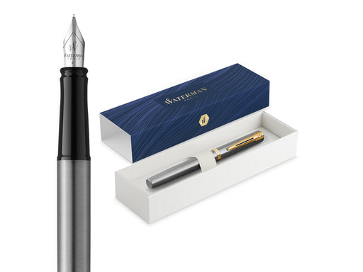 Waterman Impression Stainless Steel G.T. Fountain pen M Blue ink
