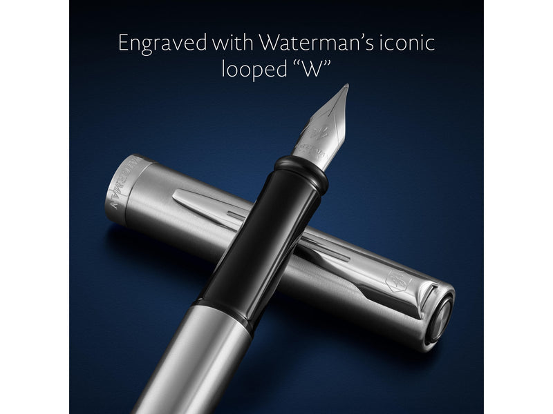 Waterman Impression Stainless Steel P.T. Fountain pen M Blue ink