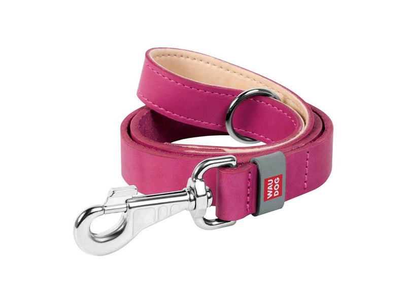 Waudog Natural Leather Dog Leash Pink 20mm Wide 122cm Long