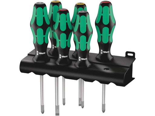 Wera 335/350/355/6 Schraubendrehersatz Kraftform Plus Lasertip + Rack, 6-teilig