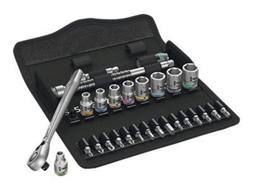 Wera 8100 SA 8 Zyklop Metal-Knarrensatz, Umschalthebel, 1/4"-Antrieb, metrisch, 28-teilig