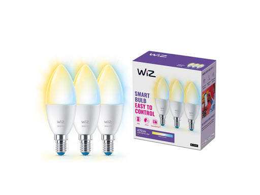 WiZ C37 E14 Smart Candle Bulb 3-pack - Dimmable warm-to-cold White LED