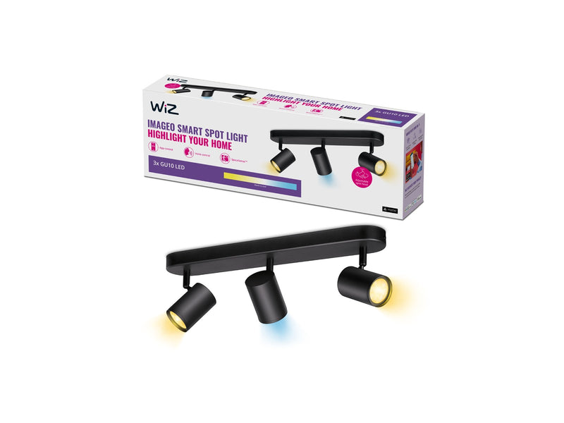WiZ Imageo Smart Adjustable Spotlight 3x LED Tunable Warm-to-Cold White light Black