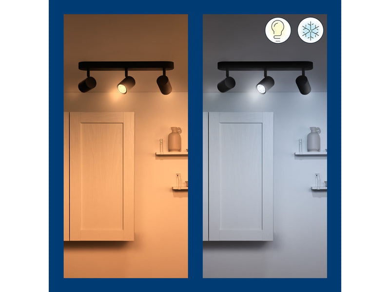 WiZ Imageo Smart Adjustable Spotlight 3x LED Tunable Warm-to-Cold White light Black