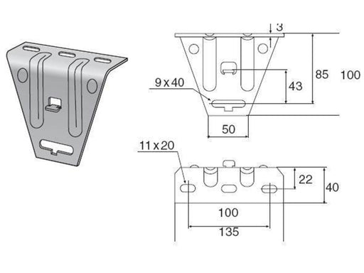Wibe Ceiling bracket 5 hdg