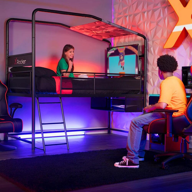 X Rocker Midsleeper Contra Gaming-Bett mit TV-Halterung für Kinder & Jugendliche - schwarz