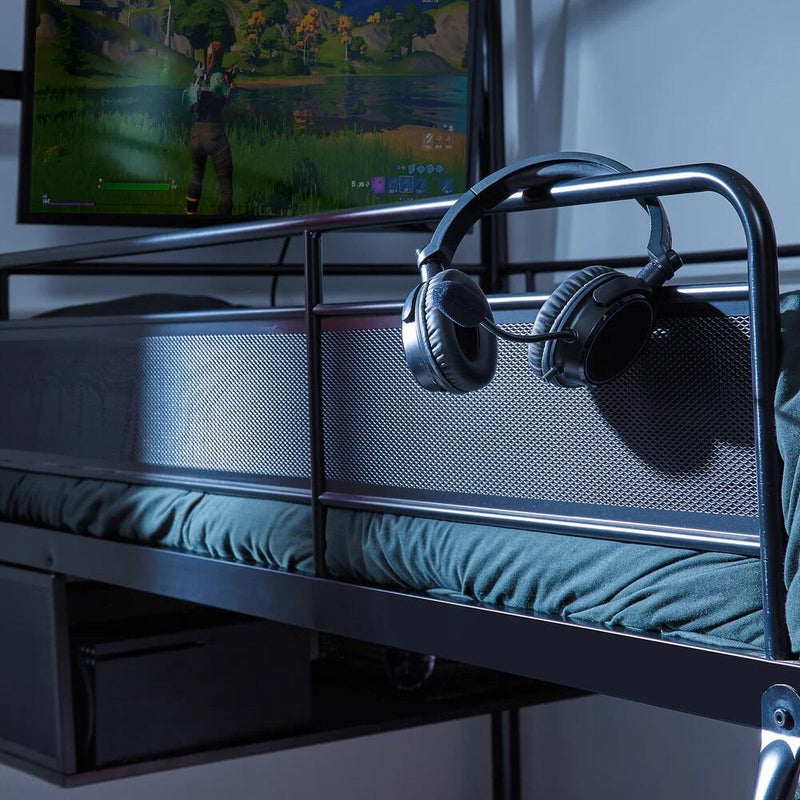 X Rocker Midsleeper Contra Gaming-Bett mit TV-Halterung für Kinder & Jugendliche - schwarz