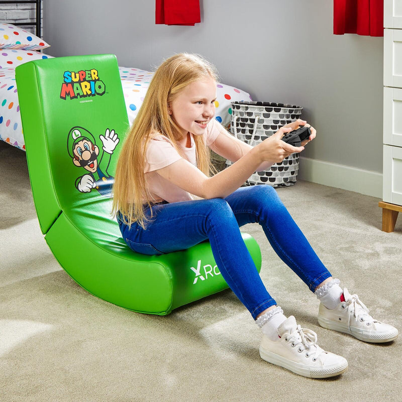X Rocker Nintendo Super Mario™ Floor Rocker Gaming-Bodensessel im Luigi Design für Kinder & Jugendliche - grün