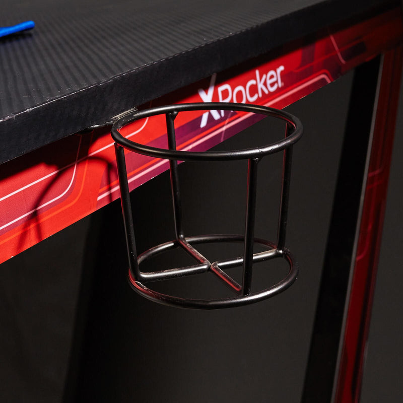 X Rocker Ocelot Carbon Gaming-Schreibtisch mit Mousepad & Kabelmanagement - blau/rot