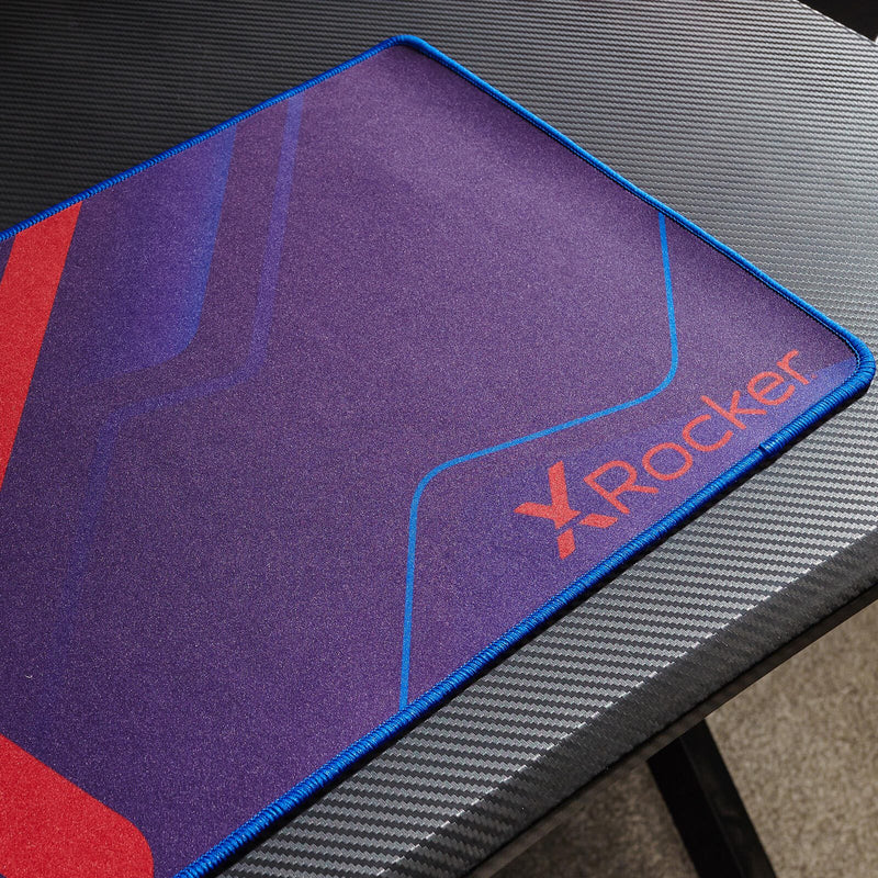 X Rocker Ocelot Carbon Gaming-Schreibtisch mit Mousepad & Kabelmanagement - blau/rot