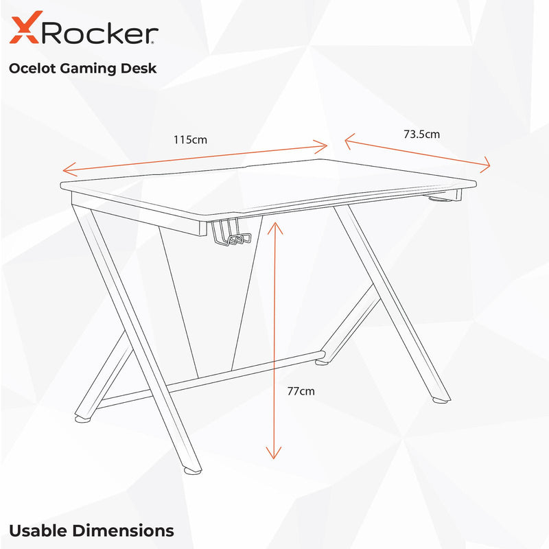 X Rocker Ocelot Carbon Gaming-Schreibtisch mit Mousepad & Kabelmanagement - blau/rot