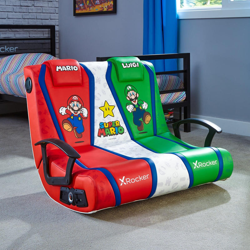 X Rocker Nintendo Super Mario™ Dual Rivals Floor Rocker Gaming-Bodensessel für Kinder & Jugendliche mit 2.1 Soundsystem