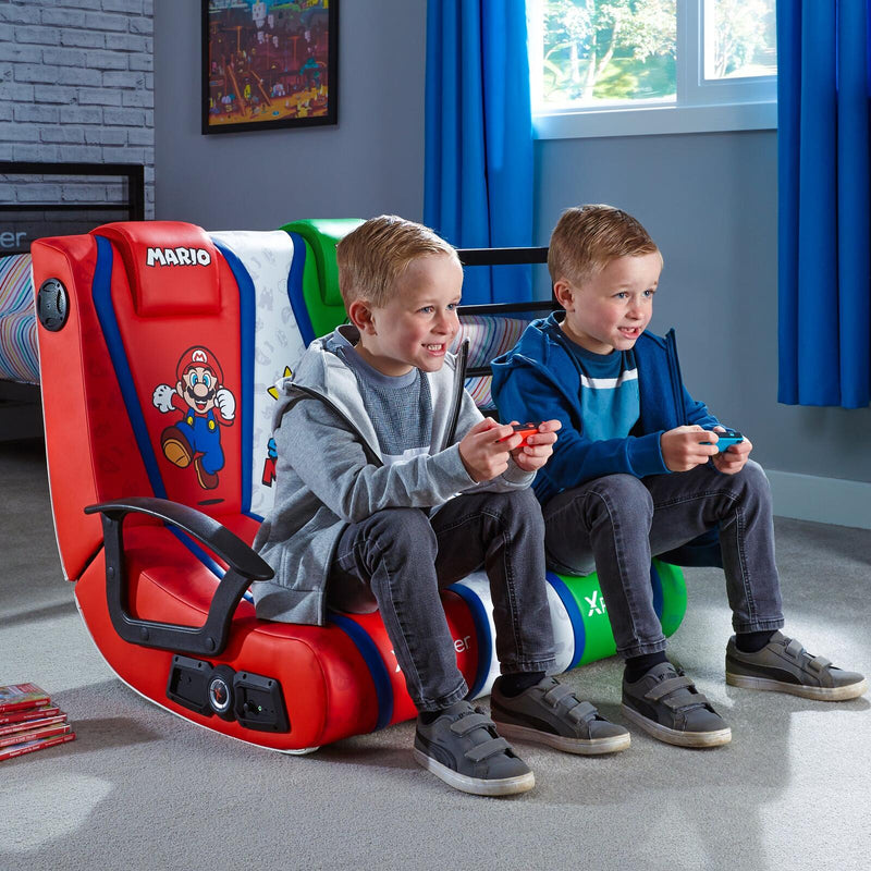 X Rocker Nintendo Super Mario™ Dual Rivals Floor Rocker Gaming-Bodensessel für Kinder & Jugendliche mit 2.1 Soundsystem