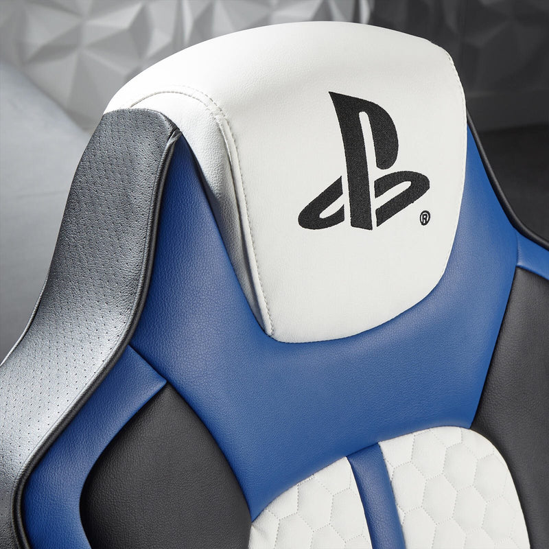X Rocker Sony Playstation® Legend 2.1 Gaming-Sessel mit Stereo-Lautsprechersystem und Vibrationsmotor - blau/schwarz/wei