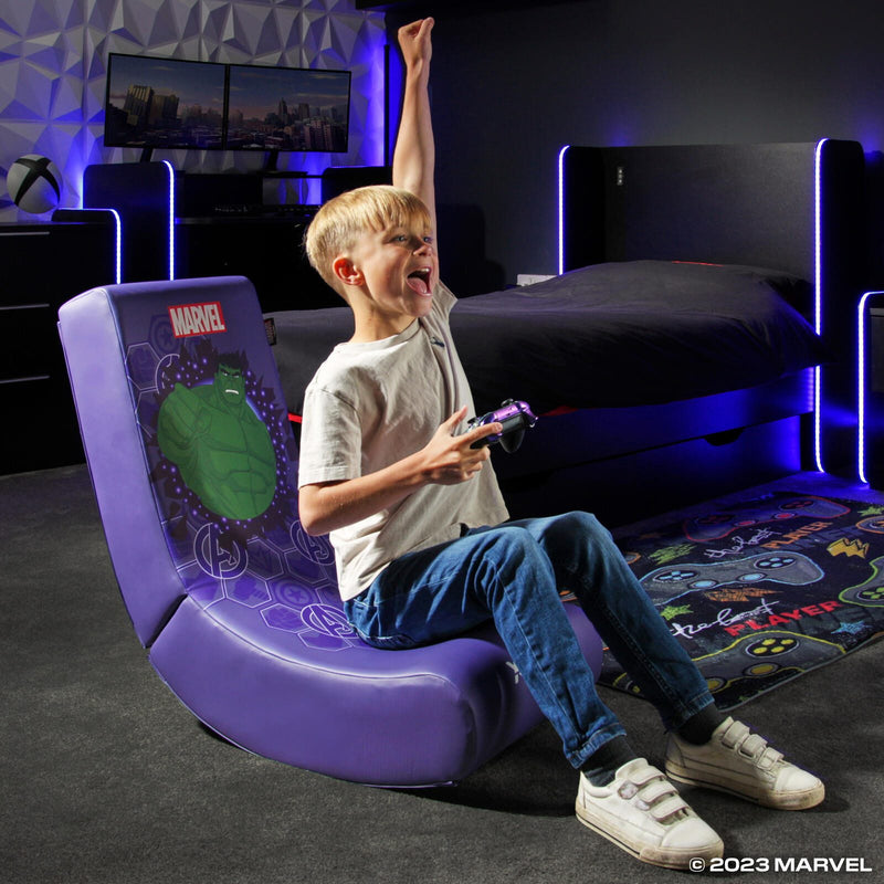 X Rocker Marvel™ Hulk Floor Rocker Gaming-Bodensessel für Kinder & Jugendliche - lila