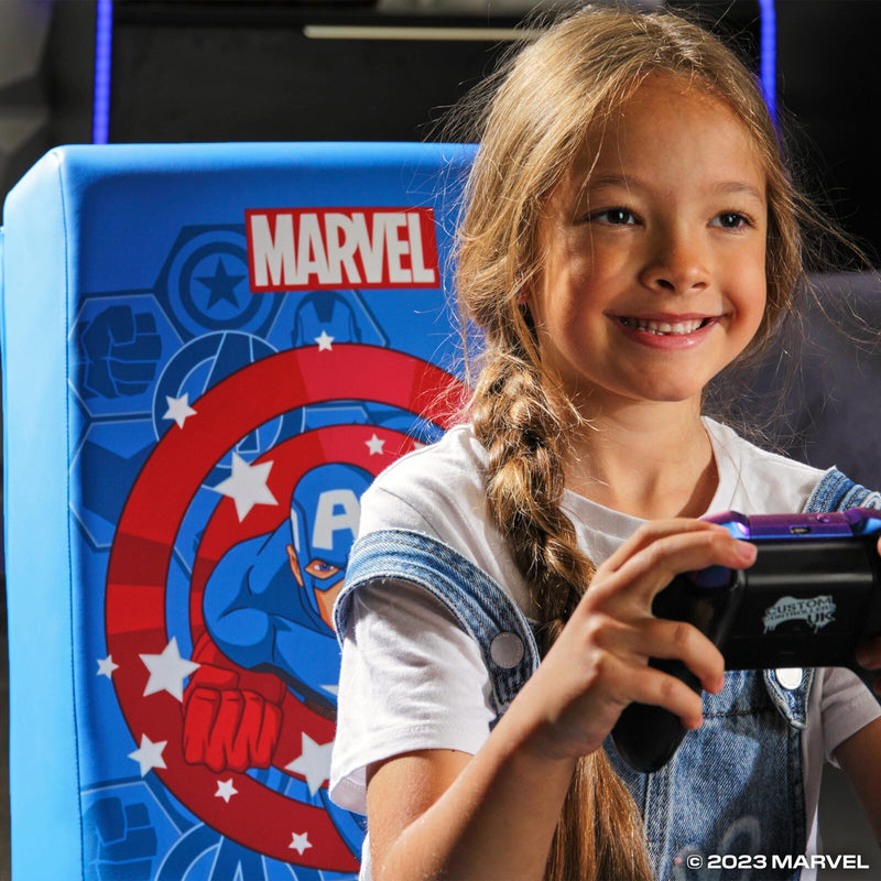 X Rocker Marvel™ Captain America Floor Rocker Gaming-Bodensessel für Kinder & Jugendliche - blau