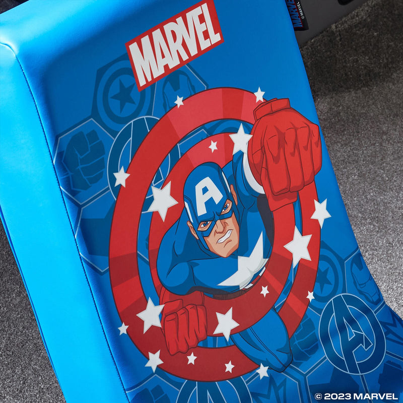 X Rocker Marvel™ Captain America Floor Rocker Gaming-Bodensessel für Kinder & Jugendliche - blau