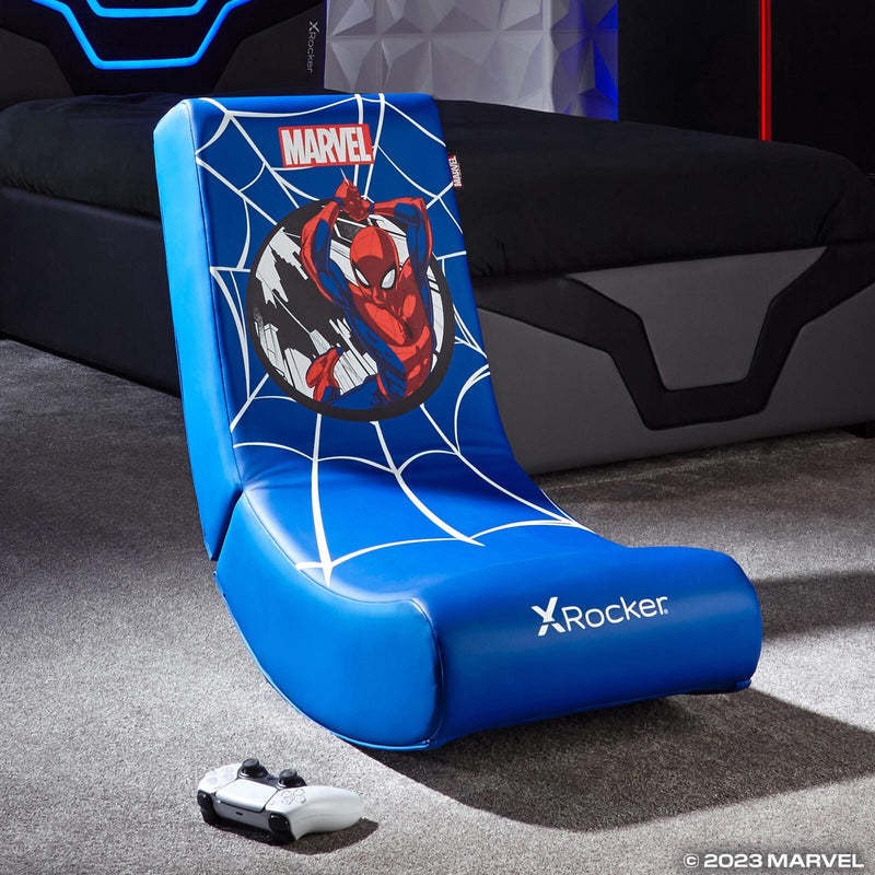 X Rocker Marvel™ Spider-Man Floor Rocker Gaming-Bodensessel für Kinder & Jugendliche - blau