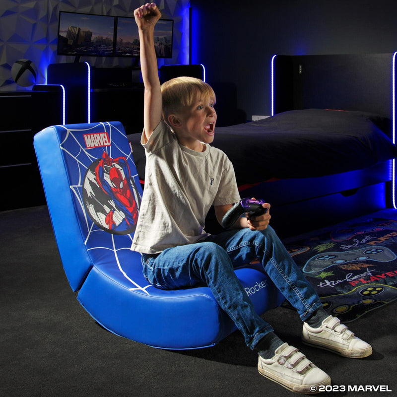 X Rocker Marvel™ Spider-Man Floor Rocker Gaming-Bodensessel für Kinder & Jugendliche - blau