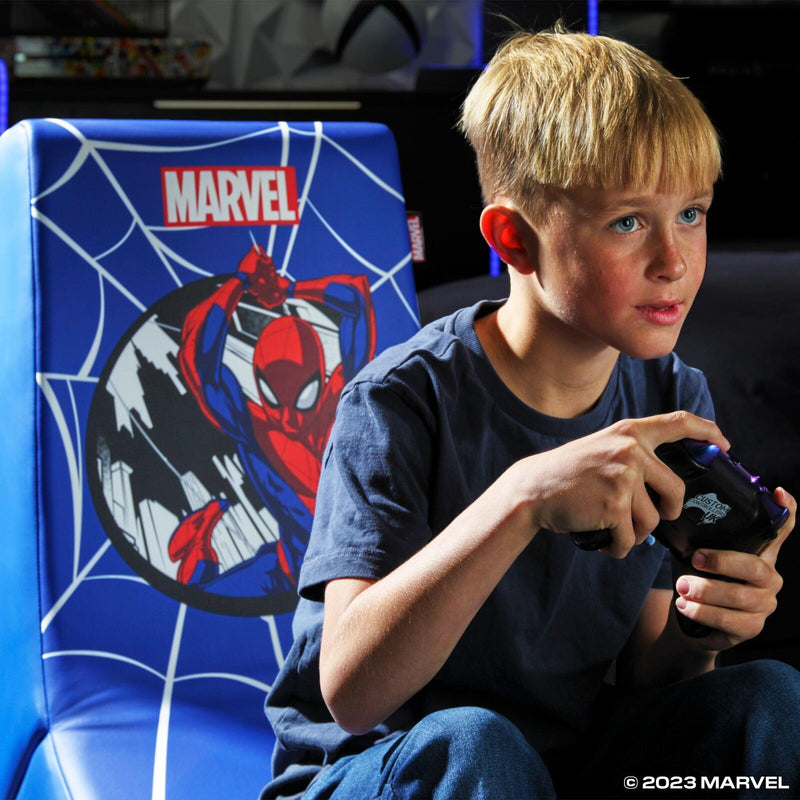 X Rocker Marvel™ Spider-Man Floor Rocker Gaming-Bodensessel für Kinder & Jugendliche - blau