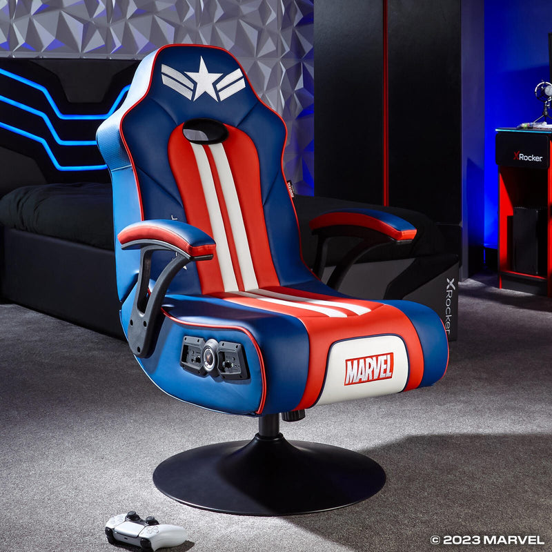 X Rocker Marvel™ Elite 2.1 Gaming-Sessel im Captain America Design - blau/rot