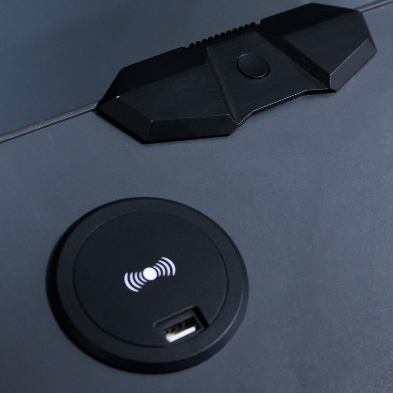 X Rocker Carbon-Tek Gaming Nachttisch mit LED-Beleuchtung & Wireless Charging Ladepad - grau/rot