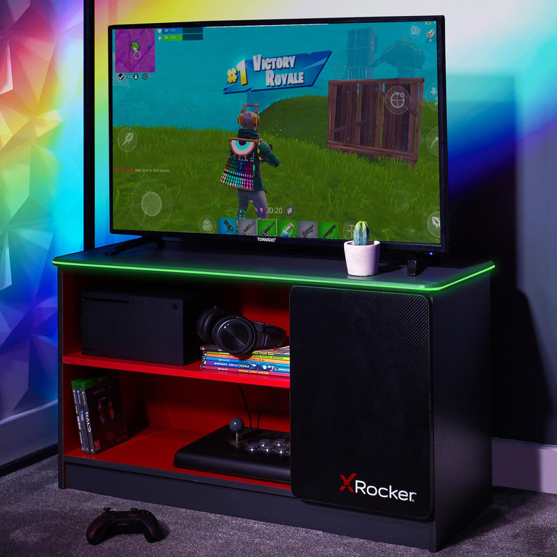 X Rocker Carbon-Tek Gaming TV-Board mit LED-Beleuchtung - grau/rot