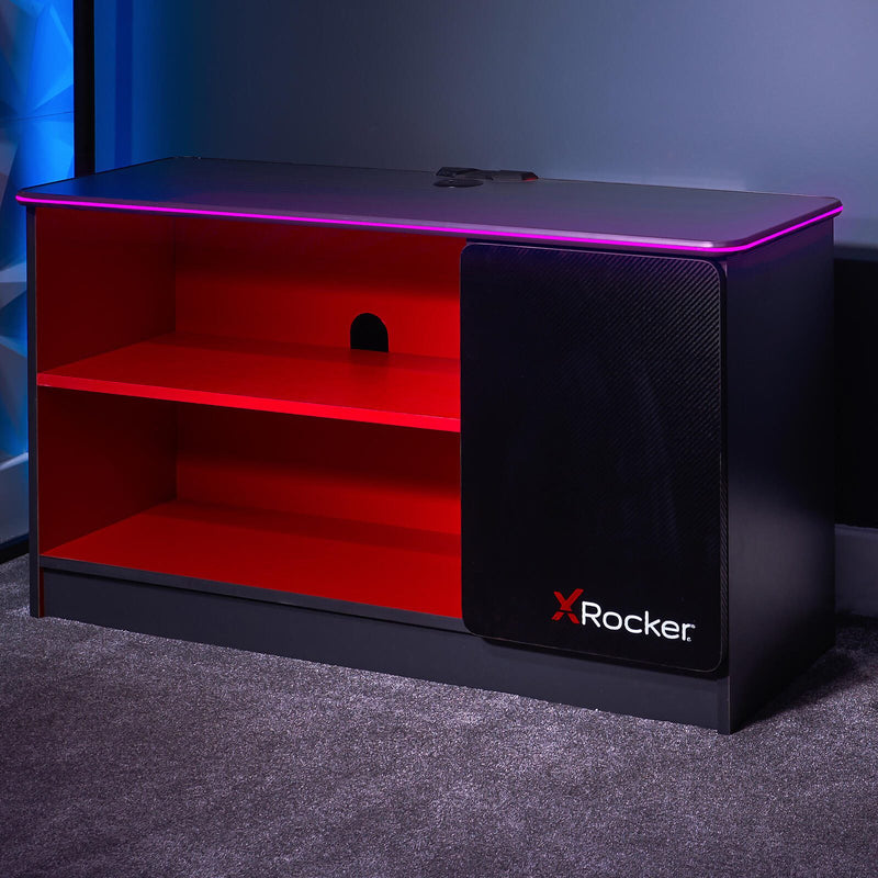 X Rocker Carbon-Tek Gaming TV-Board mit LED-Beleuchtung - grau/rot