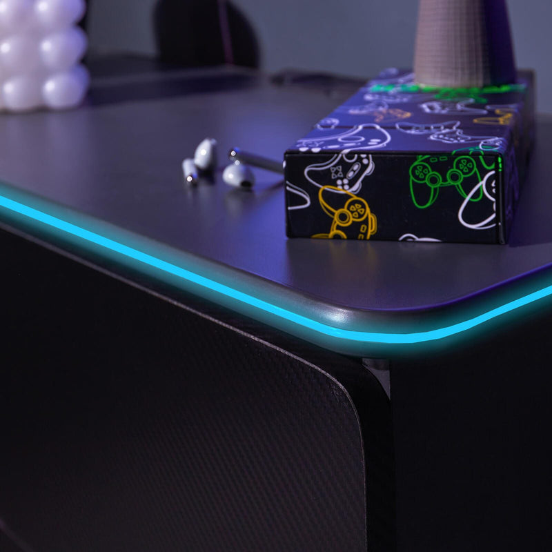 X Rocker Carbon-Tek Gaming Kommode mit LED-Beleuchtung - grau/rot
