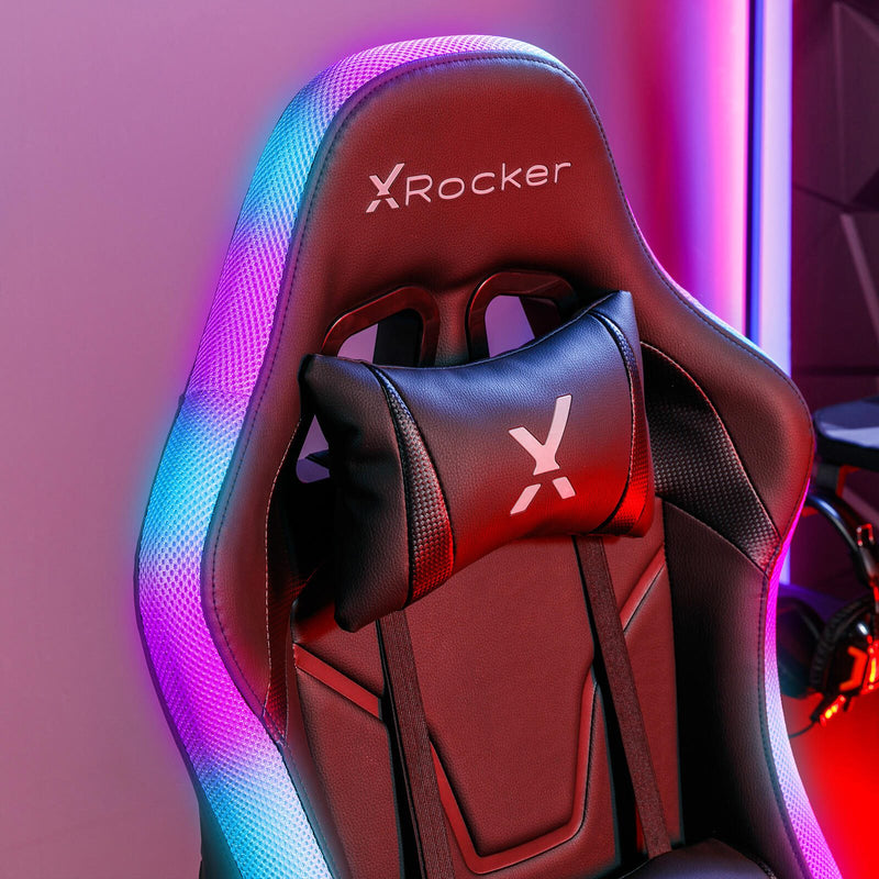 X Rocker Agility Compact eSports - Gaming-Bürodrehstuhl für Kinder & Teenager mit LED-Beleuchtung & App-Steuerung - schw