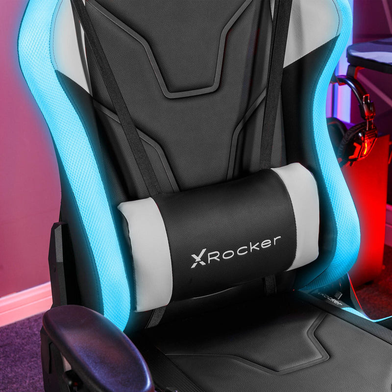 B-WARE X Rocker Agility eSports Gaming-Bürodrehstuhl mit LED-Beleuchtung & App-Steuerung - schwarz/weiß