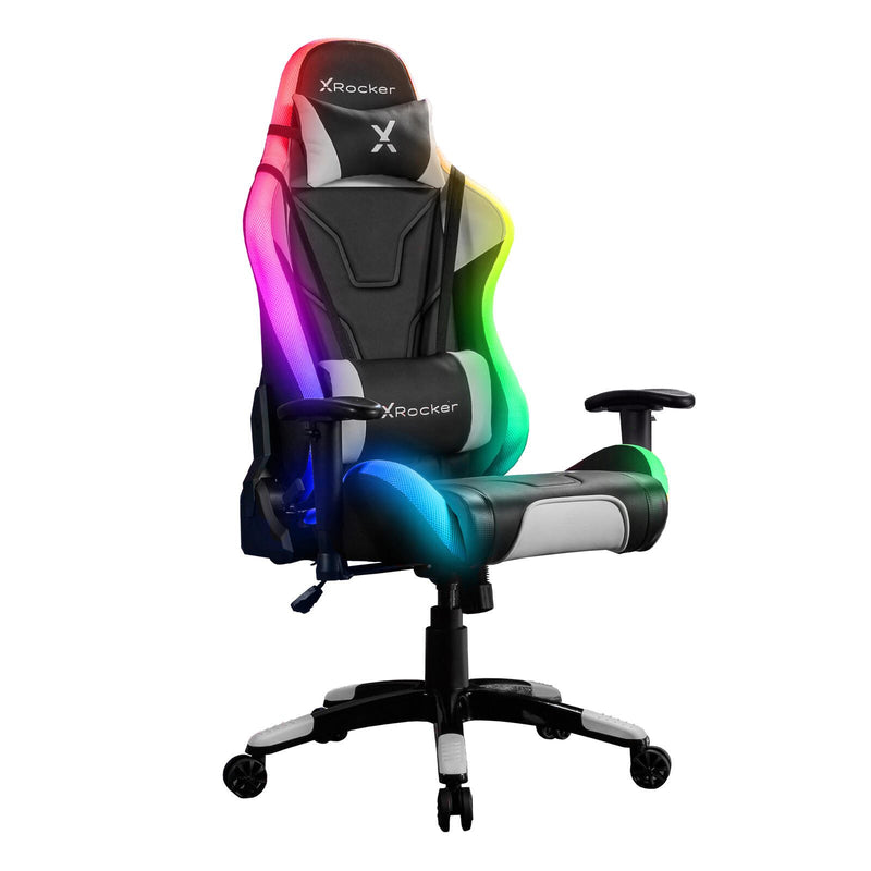 X Rocker Agility eSports Gaming-Bürodrehstuhl mit LED-Beleuchtung & App-Steuerung - schwarz/weiß