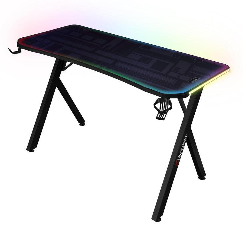 X Rocker Lumio Gaming-Schreibtisch mit RGB-Beleuchtung & App-Steuerung - 120cm - schwarz