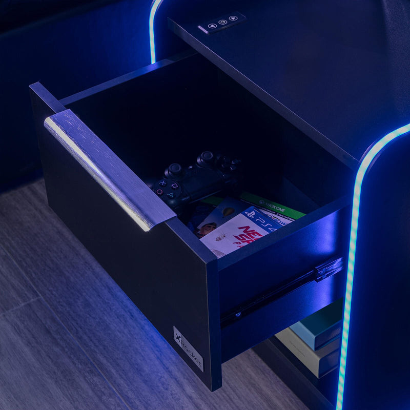 X Rocker Electra Nachttisch - Gaming Nachtschrank mit RGB-Beleuchtung, App-Steuerung & Wireless Charging
