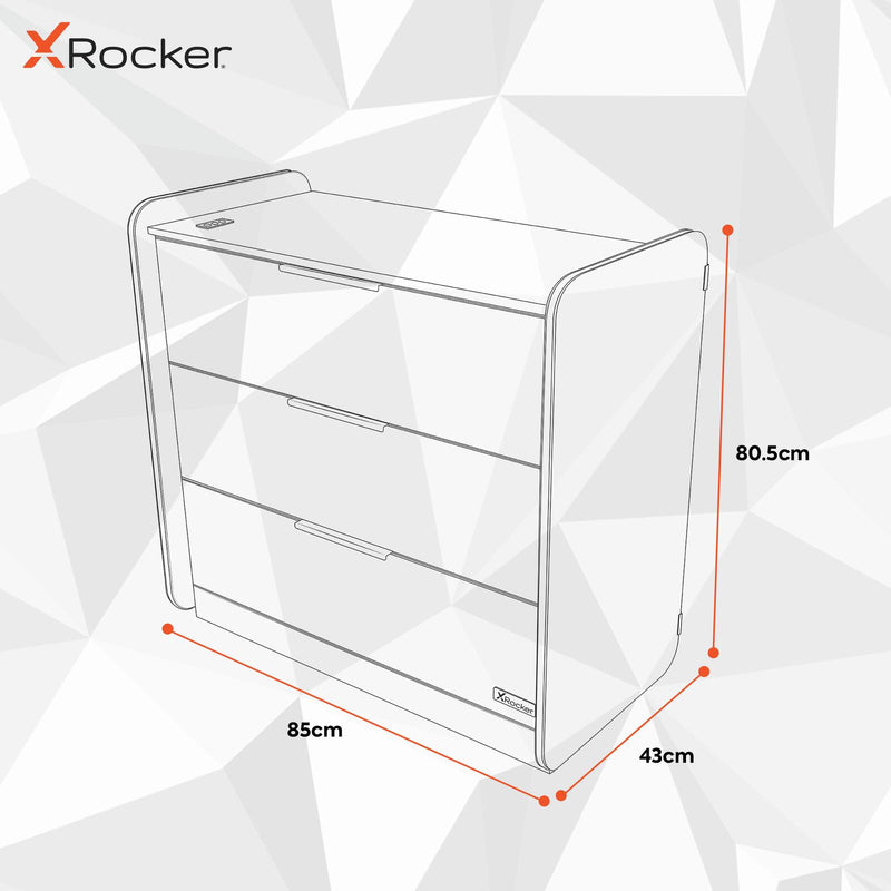 X Rocker Electra Gaming-Kommode mit 3 Schubladen und RGB-Beleuchtung - schwarz
