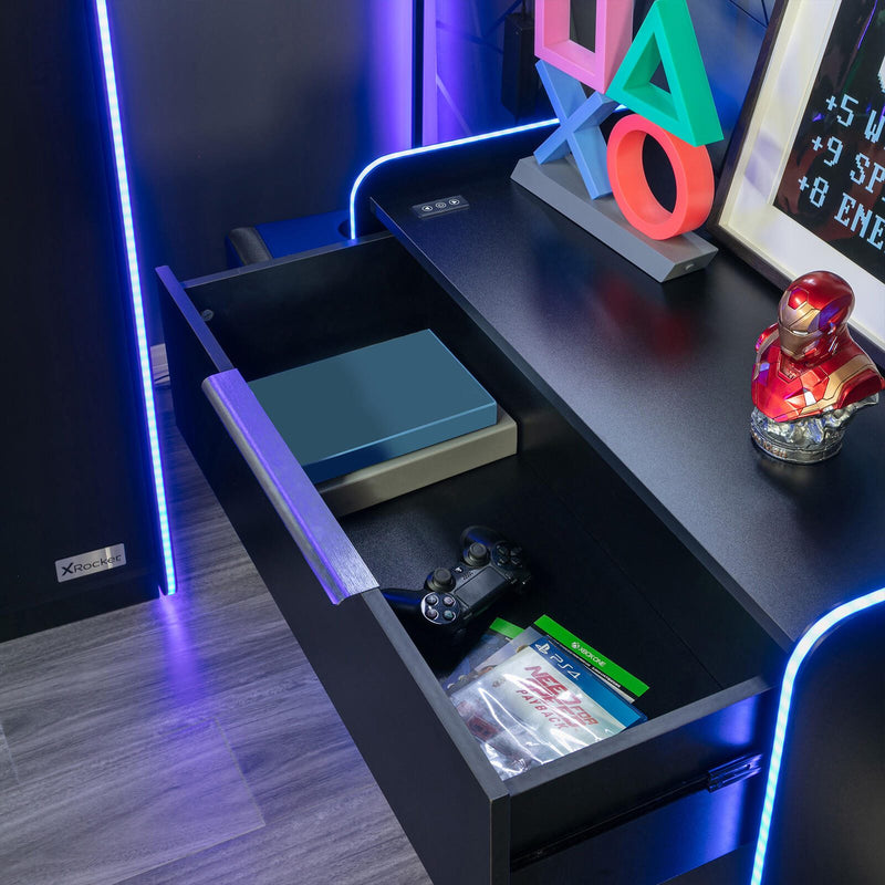 X Rocker Electra Gaming-Kommode mit 3 Schubladen und RGB-Beleuchtung - schwarz